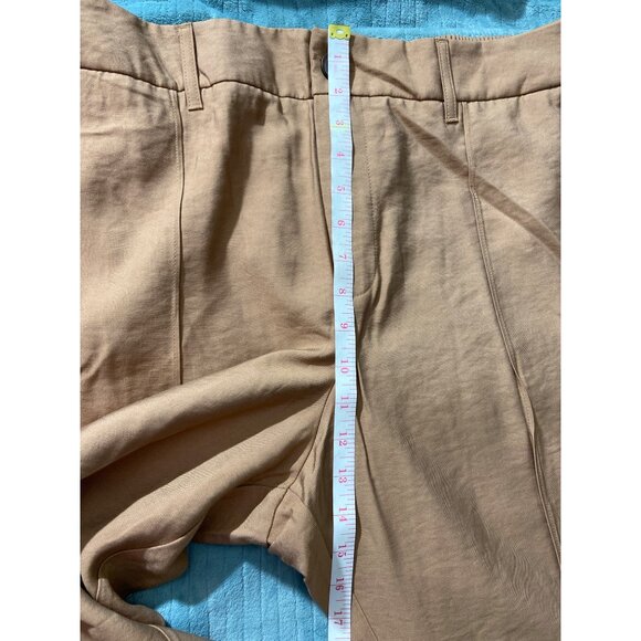 A New Day Womens Cuffed Pants 16 Beige Elastic Waist Flat front Loose Fit Preppy - Picture 8 of 8